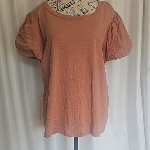 Pink Puff Sleeve Short Tee Relaxed Fit